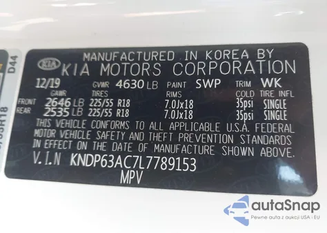 2020 Kia Sportage S из США, поврежденный, VIN KNDP63AC7L7789153